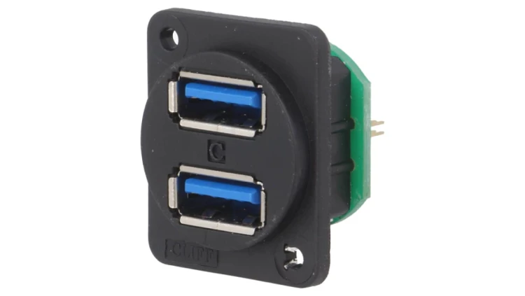 Gniazdo USB A na panel otwór pod śrubę płaską przykręcany CP30105X