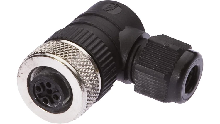 VK003020, Gniazdo kablowe Ø3-6,5mm, 4A, 240V, -25-90C, M12 żeńskie 4pin, IP67, PBT
