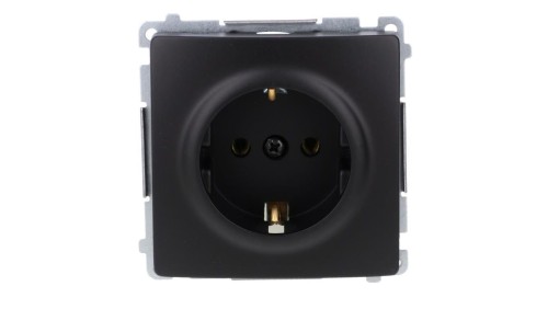 Simon Basic Gniazdo wtyczkowe z uziemieniem Schuko (moduł) 16A, 250V, zaciski śrubowe czarny BMGSZ1.01/49