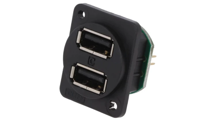 Gniazdo USB A na panel otwór pod śrubę płaską przykręcany CP30100X