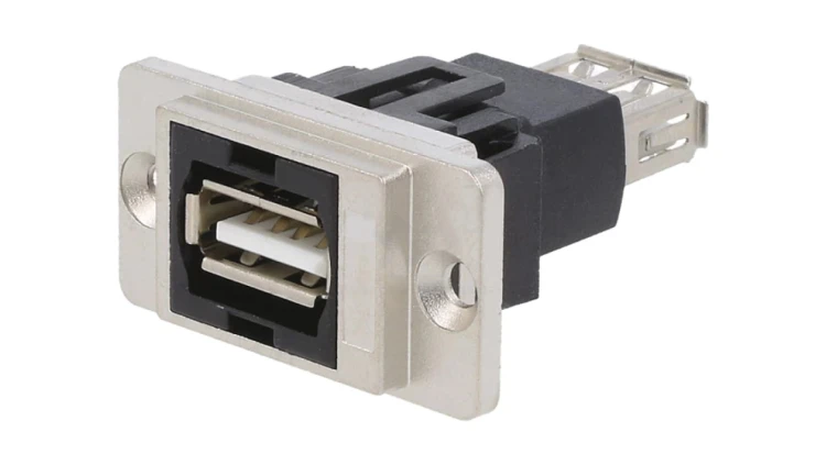 Łącznik DUALSLIM złocony USB A gniazdo z obu stron 29mm CP30708NM