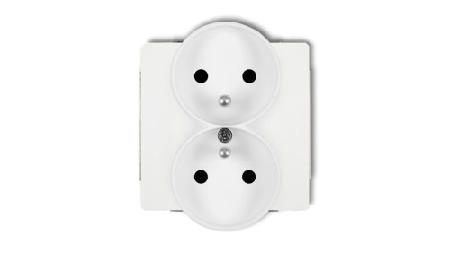 DECO Mechanizm gniazda podwójnego do ramki z uziemieniem 2x(2P+Z) (przesłony torów prądowych), biały mat 25DGPR-2zp