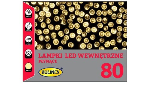 Lampki Bulinex 80led białe ciepłe 7,90m płynące sznur
