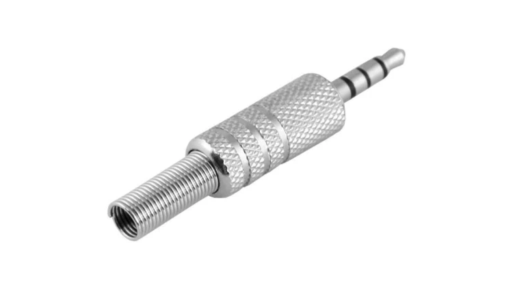 Wtyk Audio AUX mini Jack 3,5mm (m) 4-polowy lutowany na kabel metalowy