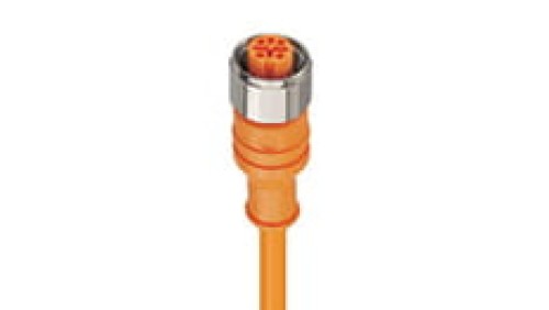 Kabel konfekcjonowany jednostronnie złącze M12 5-pinowe proste żeńskie PVC pomarańczowy PRKT 5-56/25 M