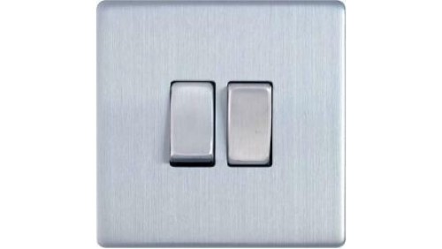 Varilight Włącznik Podwójny Metal steel stal szczotkowana klawiszowy