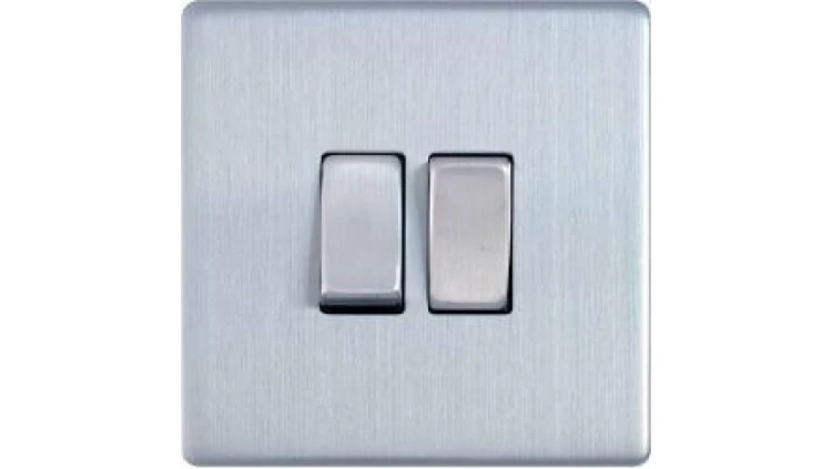 Varilight Włącznik Podwójny Metal steel stal szczotkowana klawiszowy