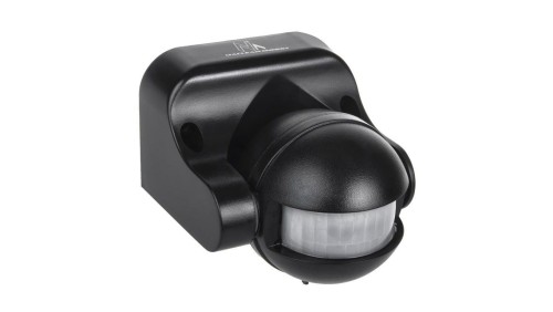 Czujnik ruchu PIR Maclean, na podczerwień, IP44, czarny, zasięg 12m, max. obciążenie 800/1200W, MCE358 B