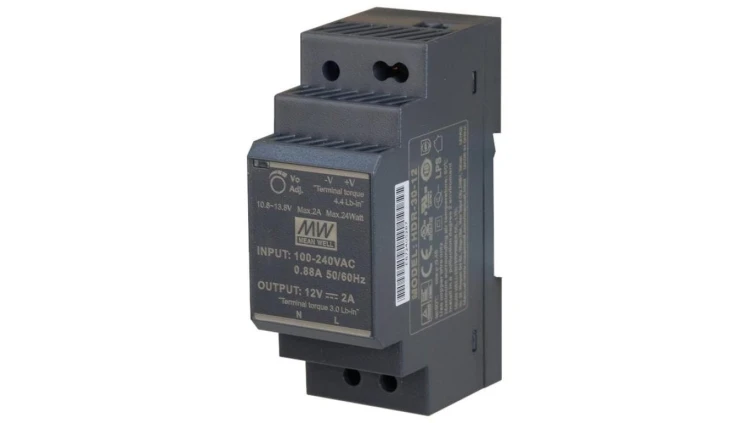 Zasilacz na szynę DIN 12V 2A 24W uniwersalny HDR MEAN WELL