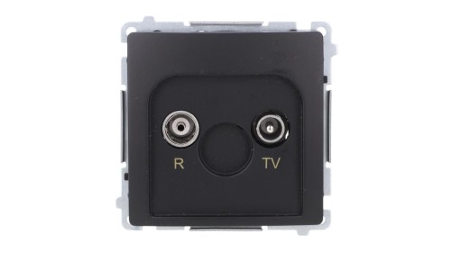 Simon Basic Gniazdo antenowe R-TV przelotowe 10 dB (moduł), 1x wejście: 5–862 MHz czarny BMZAP10/1.01/49