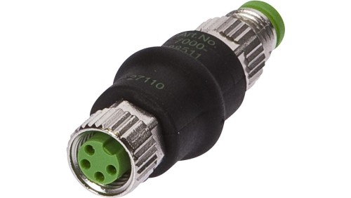 VK000039, Adapter, M8 żeński 4pin prosty, M8 męski 3pin prosty, 24V, -25-85C, IP67