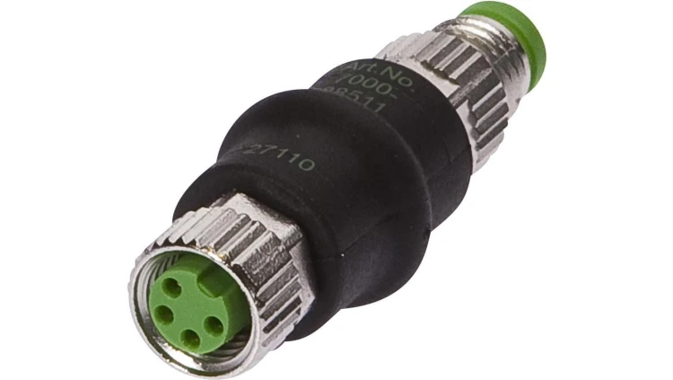 VK000039, Adapter, M8 żeński 4pin prosty, M8 męski 3pin prosty, 24V, -25-85C, IP67