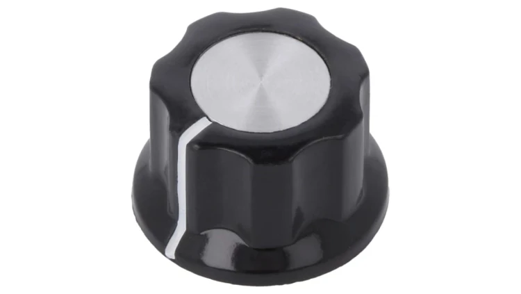 Gałka z kołnierzem plastik Øosi 6,35mm Ø15,7x12mm czarny 5-1437624-0