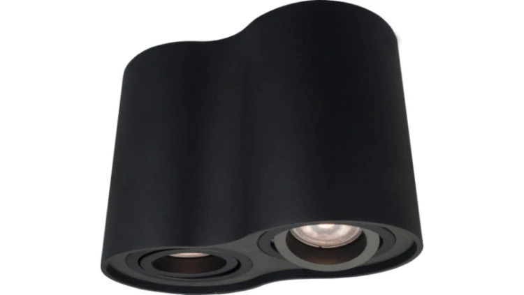 LAMPA SPOT TUBA PODWÓJNA CZARNA REGULOWANA