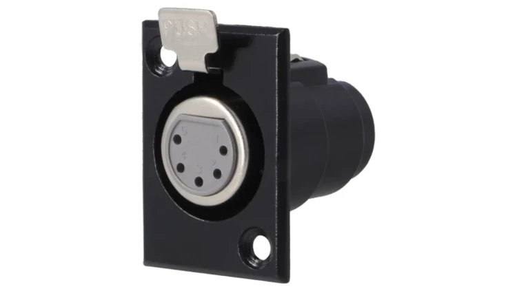 Gniazdo XLR żeńskie PIN 5 z przyciskiem na panel przykręcany FC6171