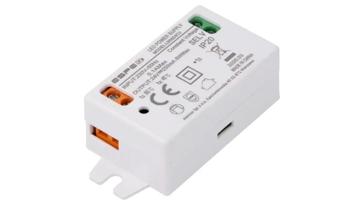 Zasilacz impulsowy LED 6W 24VDC 250mA 220÷240VAC IP20 OUT 1 LN0624CV