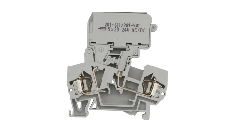 Złączka bezpiecznikowa 4mm2 szara 10A 5x 20mm 281-611/281-541