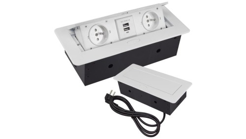GNIAZDO CHOWANE W BLAT NABLATOWE + 2 USB GNIAZDKO