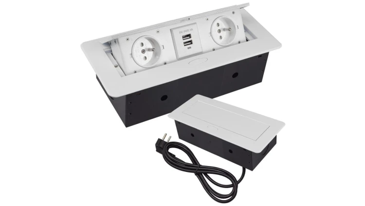 GNIAZDO CHOWANE W BLAT NABLATOWE + 2 USB GNIAZDKO