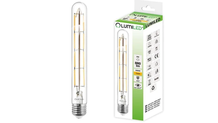 Żarówka LED E27 T30 8W = 65W 880lm 3000K Ciepła 360 Filament LUMILED