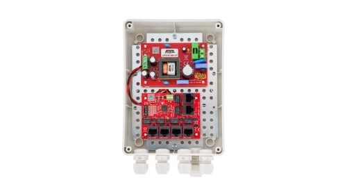 Zestaw do 5 kamer IP switch PoE 5P+1UP w obudowie zewnętrznej ABOX-M2, zasilacz 96W