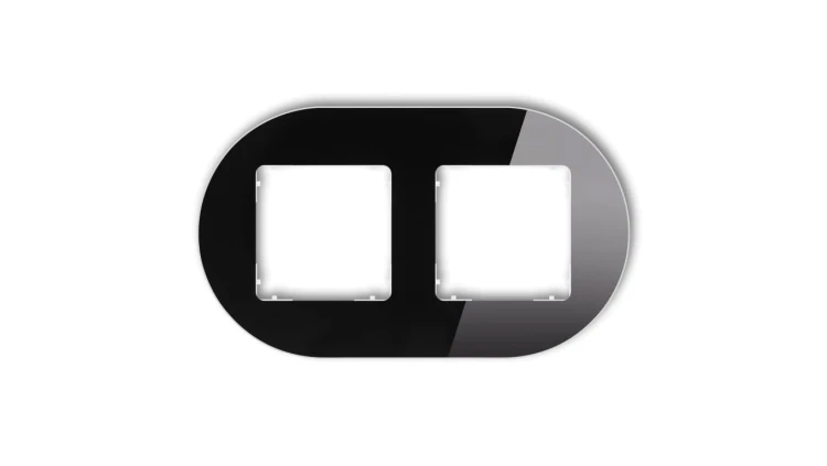 ICON Ramka uniwersalna podwójna okrągła - efekt szkła (ramka: czarna spód: biały) 12-0-IRSO-2