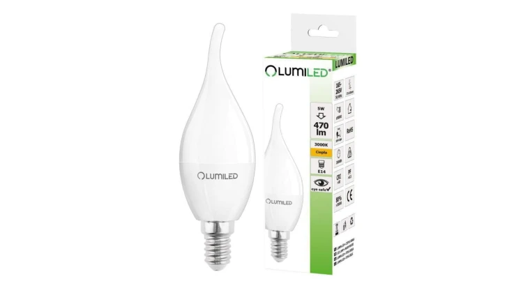 Żarówka LED E14 BA35 5W = 50W 470lm 3000K Ciepła 180 LUMILED