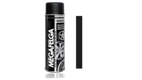 Farba do felg czarny satyna lakier akrylowy spray 500ml RAL 9005 MEGAFELGA CS