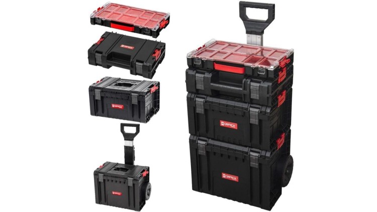Zestaw skrzynek modułowych na kółkach 4w1 ( Skrzynia CART 2.0 + Toolbox 2.0 + Toolcase + Organizer 100 ) QBRICK SYSTEM