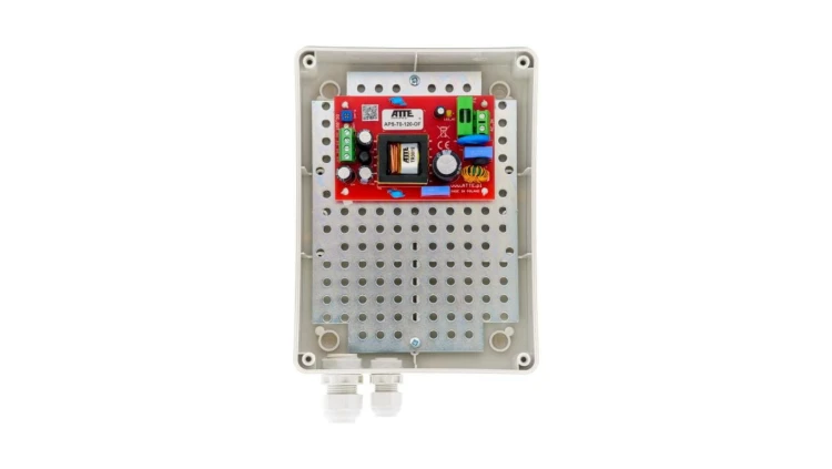 Zasilacz sieciowy SMPS, Vin 230VAC, Vout 12VDC, Iout 6A, Pout 72W, obudowa zewnętrzna ABOX-M1, typu APS-70-120-M1