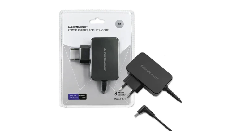 Qoltec Zasilacz do ultrabooka laptopa Asus 45W 19V 2.37A 3.0*1.0