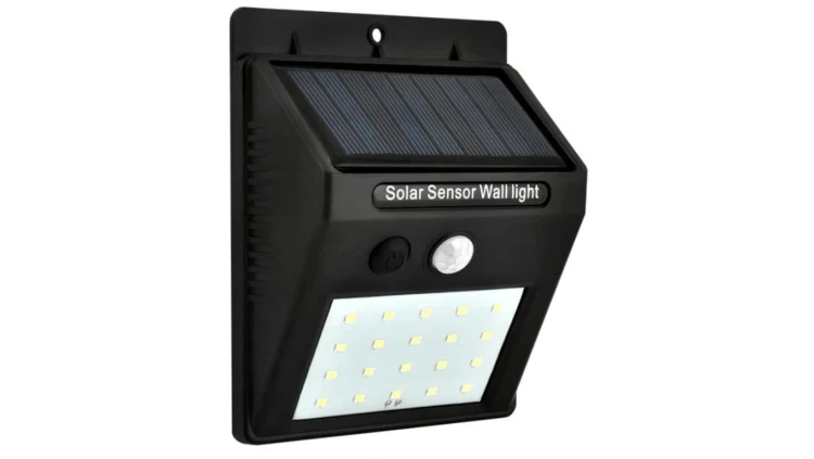 Naścienna lampka SOLAR 3W LED, 200lm, czujnik ruchu 3m, 90-120st/czujnik zmierzchu, czarna / 46800