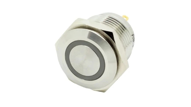 WŁĄCZNIK LED 12V MONO SREBRNY + YELLOW O BWÓD