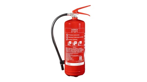 Gaśnica proszkowa GP6x 6kg ABC/E MOBIAK z wieszakiem, certyfikaty CE, BSI, CNBOP, EN3, MED, MPA