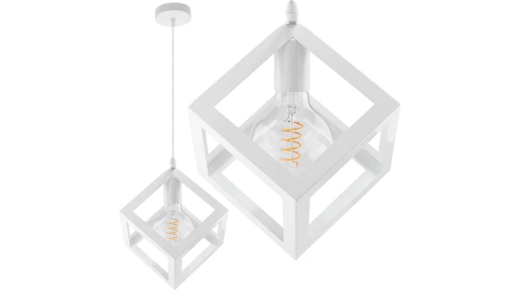 Lampa wisząca TALUS geometryczna kwadrat ZWIS do LED Biała 1x E27 LUMILED