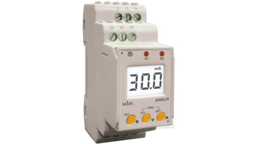 Przekaźnik ziemnozwarciowy 10mA-30A, 230VAC, 2SPDT, 35mm DIN Rail 900ELR-2-230V-CE