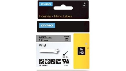 Taśma DYMO IND winylowa uniwersalna 24mm x 5,5m (szara / czarny nadruk) RHINO Industrial 1805425 ORYGINALNA