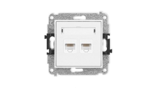 ICON Mechanizm gniazda komputerowego podwójnego 2xRJ45, kat. 5e, 8-stykowy biały mat 25IGK-2