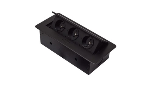 GNIAZDO POTRÓJNE CHOWANE W BLAT NABLATOWE GNIAZDKO GB3PL-BLACK