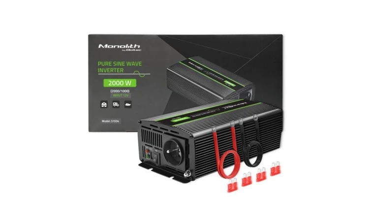 Qoltec Przetwornica napięcia Monolith 1000W 2000W 12V na 230V Czysty Sinus
