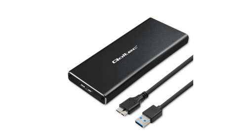 Qoltec Aluminiowa Obudowa Kieszeń na dysk M.2 SSD SATA NGFF USB 3.0 Super speed 5Gb/s 2TB Czarny