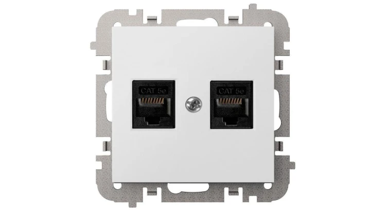 SANTRA gniazdo komputerowe 2x RJ45 bez ramki podtynkowe biały 4149-10