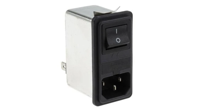 Gniazdo zasilające IEC z filtrem przeciwzakłóceniowym1 6A RS PRO Zatrzask 5 x 20mm