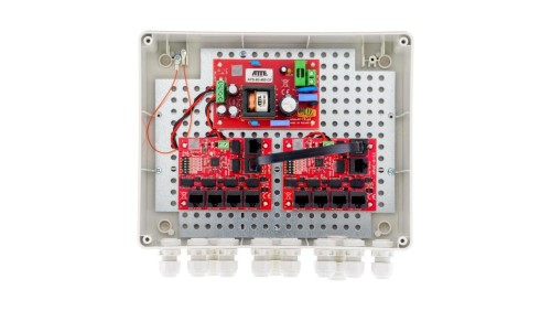 Zestaw do 9 kamer IP switch PoE 9P+1UP w obudowie zewnętrznej ABOX-L2, zasilacz 96W