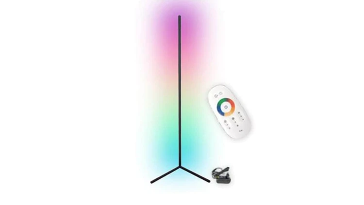 Lampa Stojąca Narożna Podłogowa Czarna 20W RGB Zmiana Kolorów Pilot