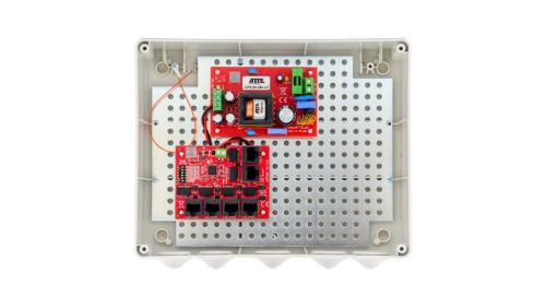 Zestaw do 5 kamer IP switch PoE 5P+1UP w obudowie zewnętrznej ABOX-L3, zasilacz 96W