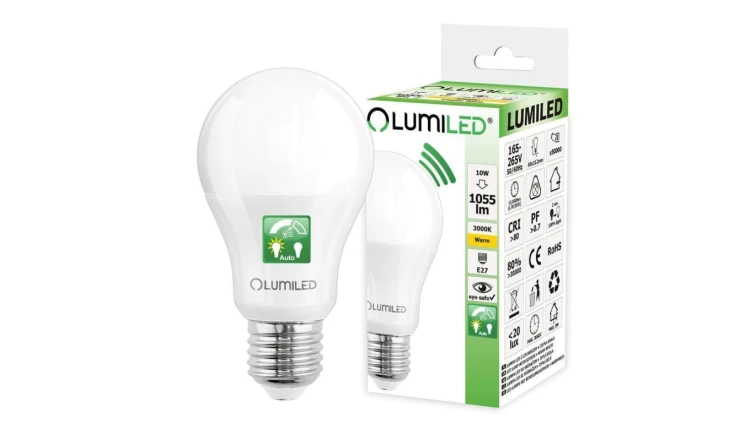 Żarówka LED E27 A60 10W = 75W 1055lm 3000K Ciepła 200 z Czujnikiem Ruchu LUMILED