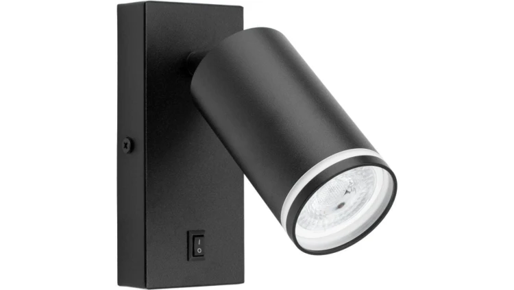 Lampa ścienna Kinkiet GU10 RING z włącznikiem czarny