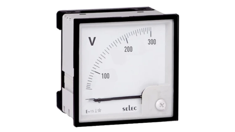 Woltomierz analogowy, 0-300V, 1 faza, 72x72mm AM-V-2-N-CE