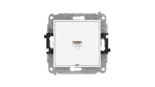 ICON Mechanizm gniazda komputerowego pojedynczego 1xRJ45, kat. 5e, 8-stykowy, bez pola opisowego biały IGKBO-1